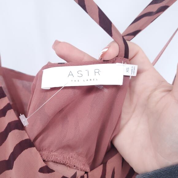 ASTR Retro Y2K Animal Mauve Zebra Blouse Top Strappy CrissCross Waist Zipper XS - Picture 5 of 13